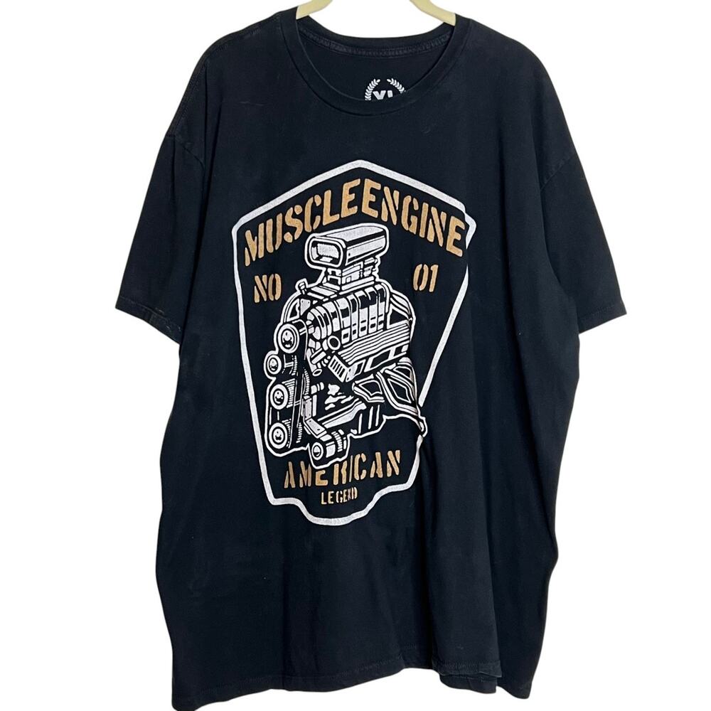 TeePublic Mens Graphic T-Shirt XL Black Muscle Engine American Legend Car Motor